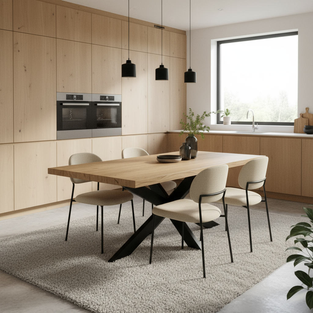 Eettafel recht mangohout