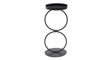 Metalen kandelaar dubbelring - zwart