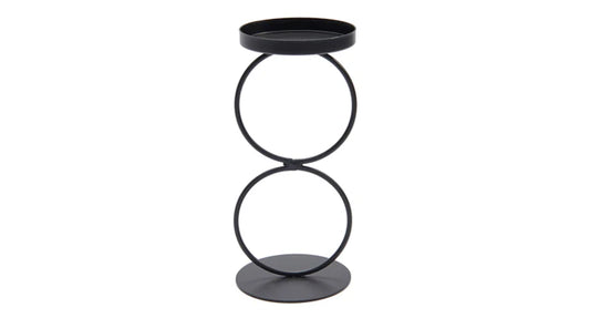 Metalen kandelaar dubbelring - zwart