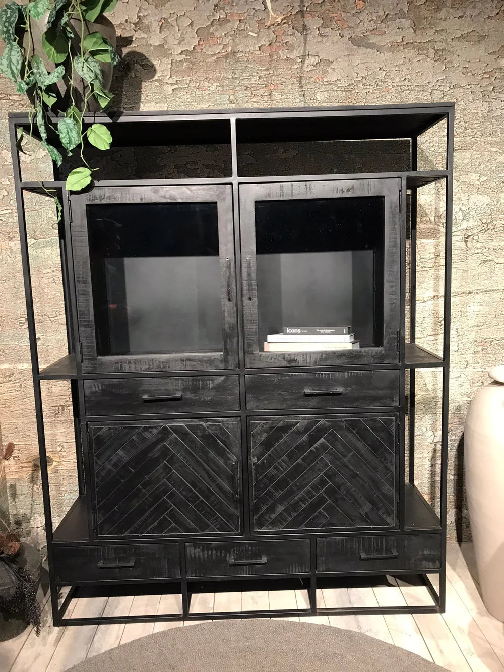 Vitrinekast Jax Zwart