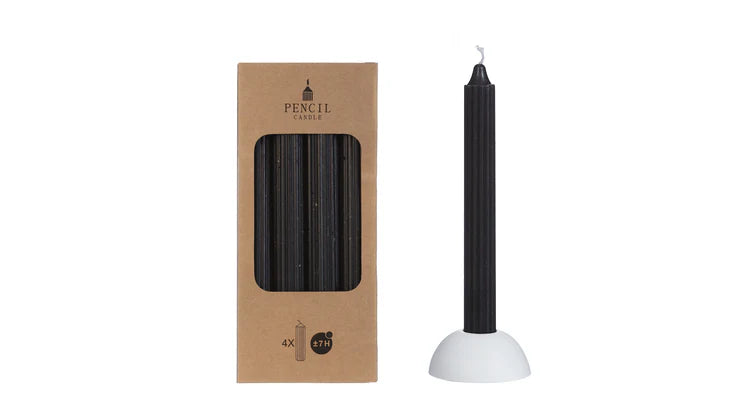 Potlood kaarsen set van 4 - zwart
