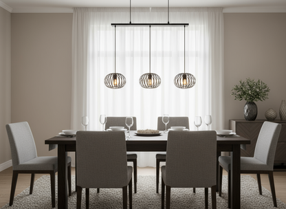 Hanglamp Cave 3 lichts - Zwart langwerpig