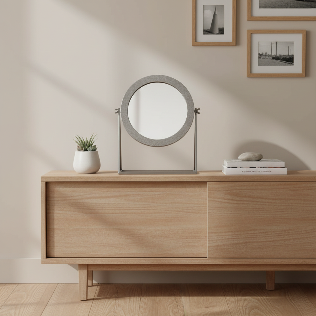 Spiegel op standaard zilver