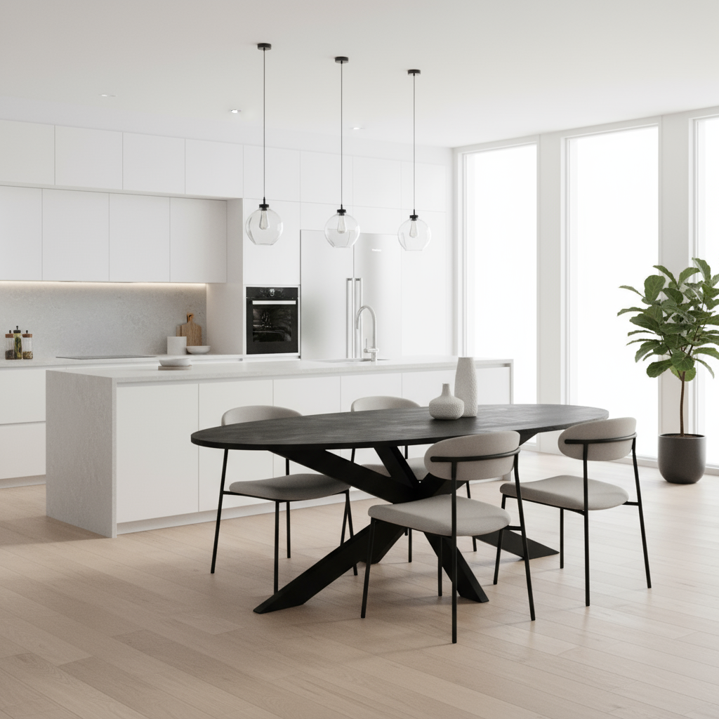 Eettafel ovaal zwart