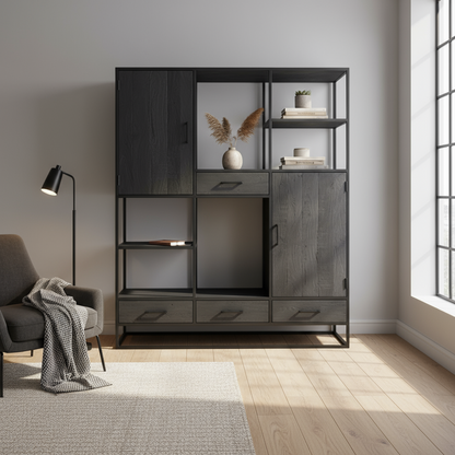 Dex vakkenkast 160 cm zwart