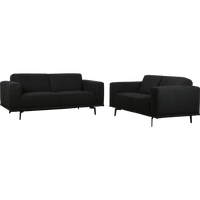Larz 2,5-zits en 2-zits bankenset in zwart met moderne pootjes, perfect voor comfortabel interieur.